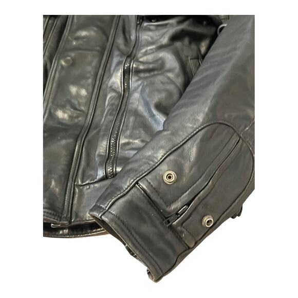 Leather Motorcycle Jacket Mens Vintage Moto Cafe Racer Biker Rider 48 - Picture 3 of 9